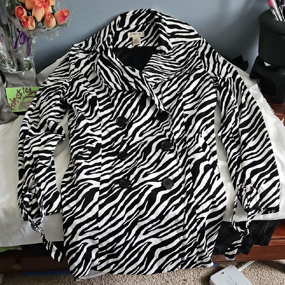 Vertigo Paris Zebra Print Double Breasted Jacket